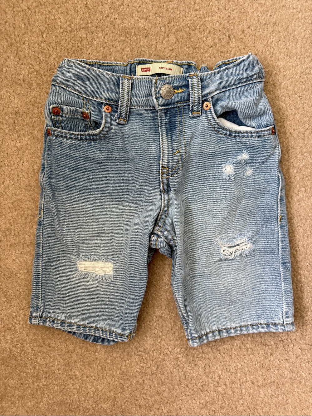 Levi's Light Blue Ripped Denim Shorts- Boys’ Size 5